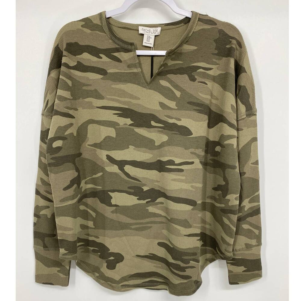Rachel Zoe Womens Camouflage Thermal Shirt Top NEW Size Medium